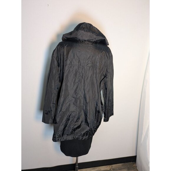 ASOS Black Hooded Lightweight Windbreaker Long Jacket With Drawstring, Size L - Picture 7 of 10